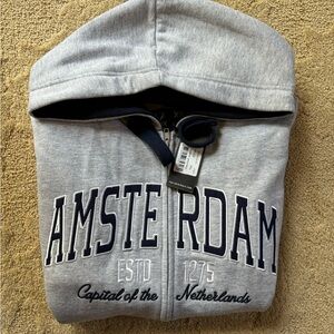 NWT Gray color Amsterdam Hoodie size xxl